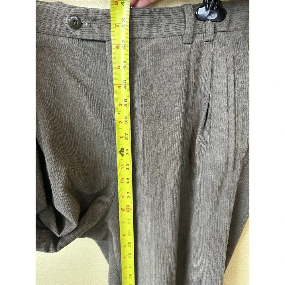 St. Croix Men's Pleated  Textured Wool Blend Pants 34x32 Straight Cuff Leg Brown